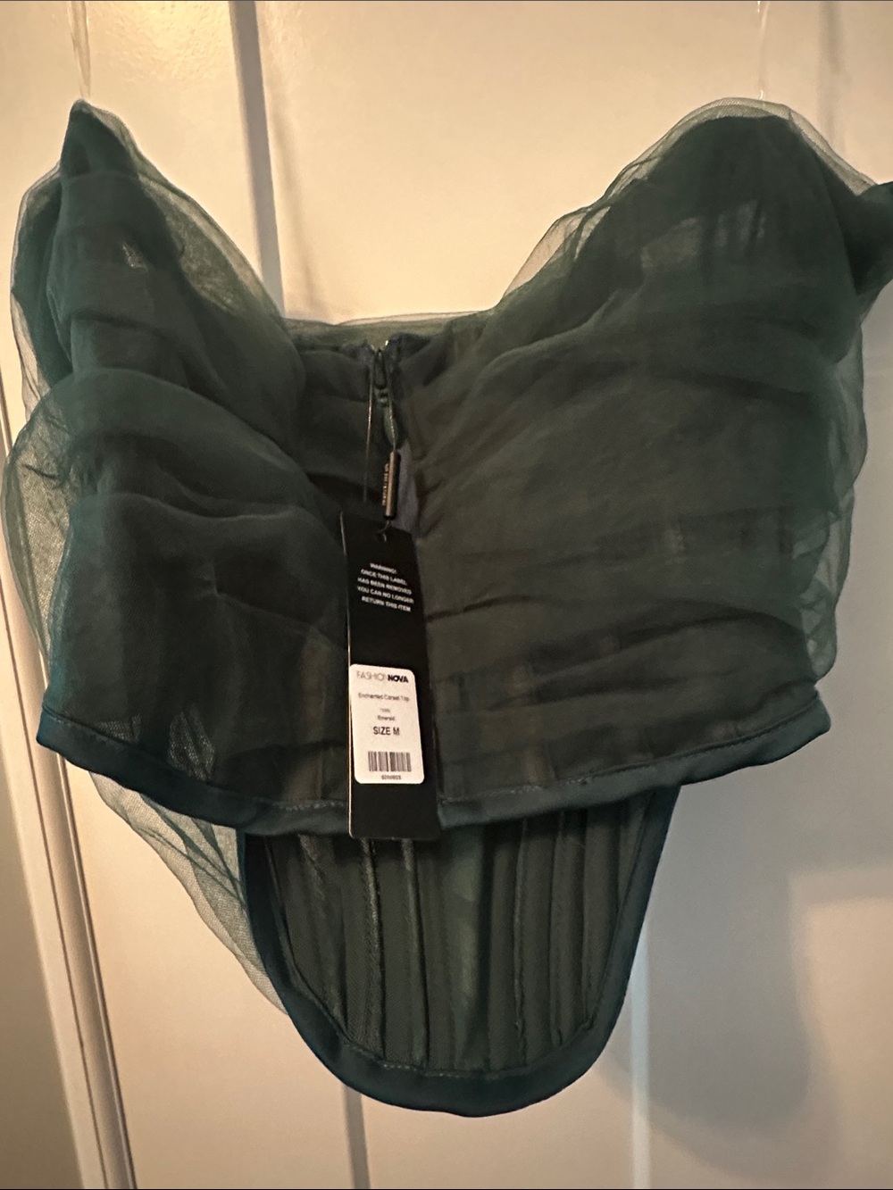 Fashion Nova Teal Corset cropped top - Picture 2 of 3